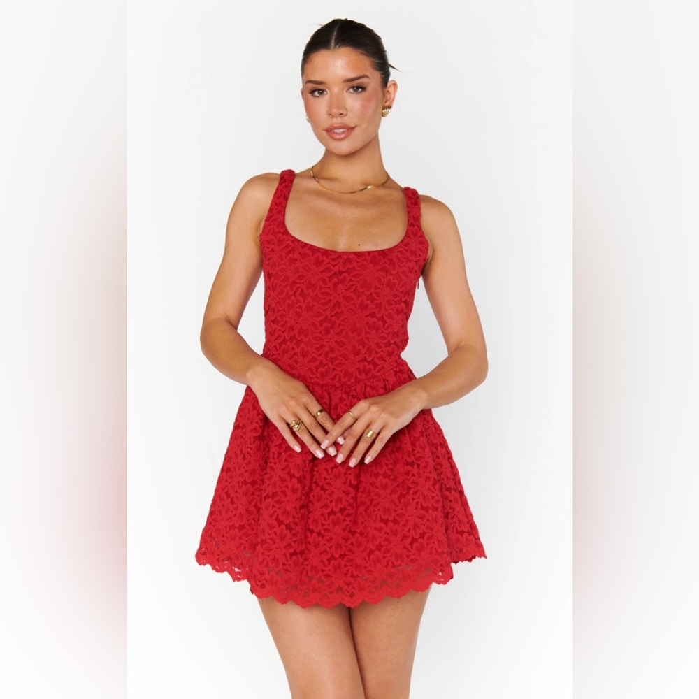 Show Me Your MuMu Red Lace Mini  skort Dress